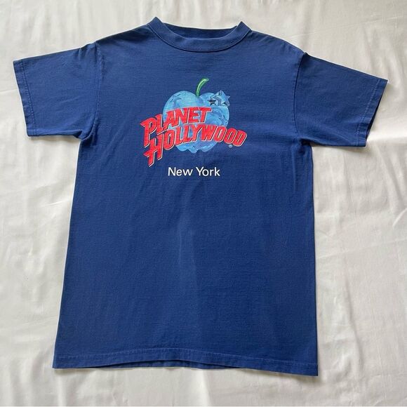 Planet Hollywood New York Tee in Blue Big Apple Size Small in Royal Blue - Picture 2 of 5